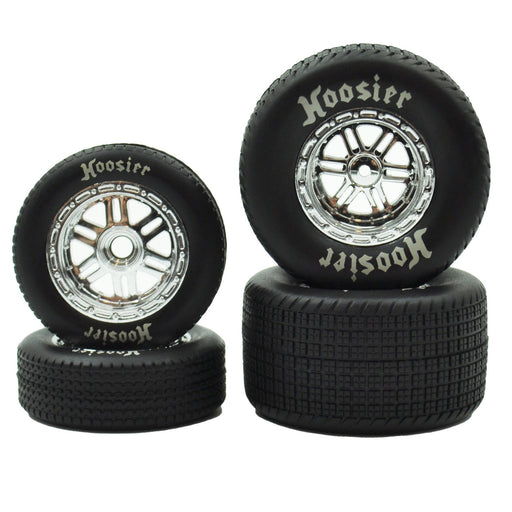 1RC 5522 Front & Rear Pre-Mounted Hoosier 1/18 Sprint Tires on Chrome Wheels (Set of 4)