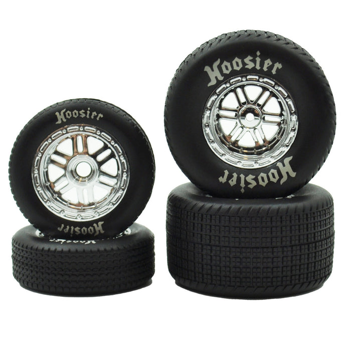 1RC 5522 Front & Rear Pre-Mounted Hoosier 1/18 Sprint Tires on Chrome Wheels (Set of 4)