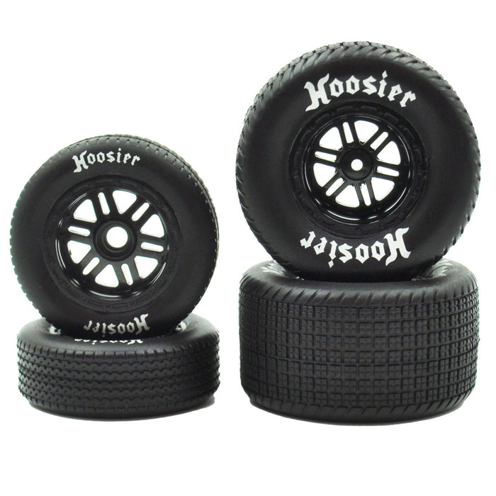 1RC 5523 Front & Rear Pre-Mounted Hoosier 1/18 Sprint Tires on Black Wheels (Set of 4)