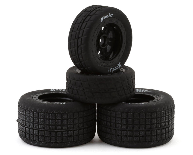 1RC 5530 Front & Rear Pre-Mounted 1/18 Midget Soft Hoosier Tires on Black Wheels (Set of 4)