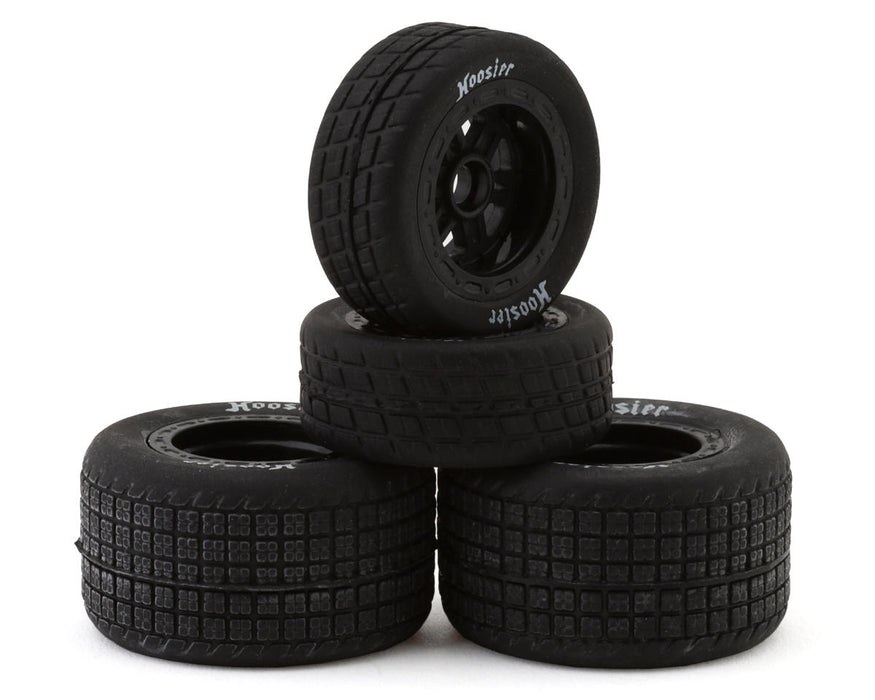 1RC 5530 Front & Rear Pre-Mounted 1/18 Midget Soft Hoosier Tires on Black Wheels (Set of 4)