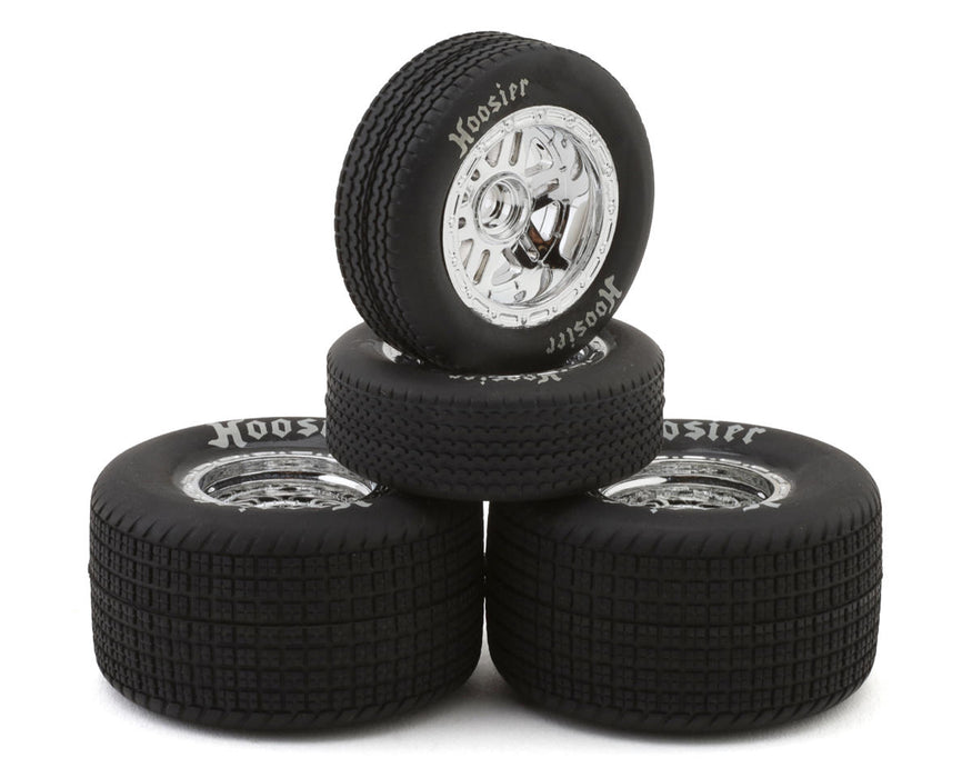 1RC 5531 Front & Rear Pre-Mounted 1/18 Sprint Hoosier Tires on Chrome Wheels (Set of 4)