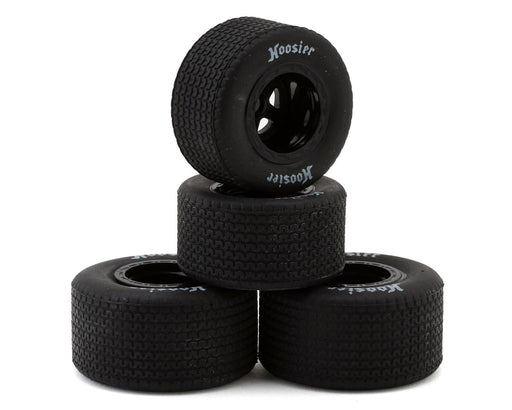 1RC 5537 Soft Front and Rear Hoosier Tires on Black Wheels for 1/18 EDM