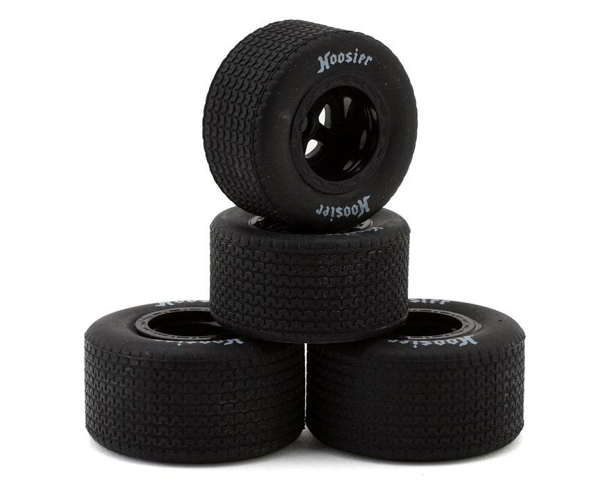 1RC 5537 Soft Front and Rear Hoosier Tires on Black Wheels for 1/18 EDM