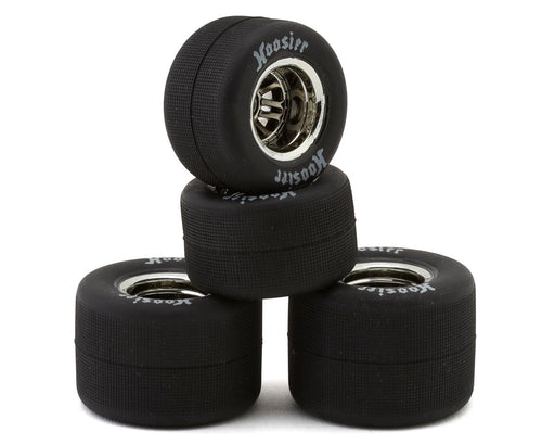 1RC 5568 Front & Rear Pre-Mounted 1/18 Super Modified Soft Hoosier Tires on Chrome Wheels (Set of 4)