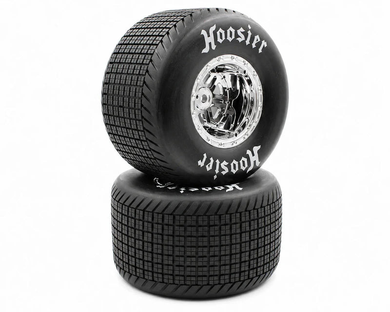 1RC 5607 1/7 Sprint Car Pre-Mounted Soft Rear Tires on Chrome Wheels (2 Pack)