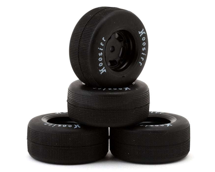 1RC Front & Rear 1/24 Asphalt Late Model Pre-Mounted Tires on Black Wheels (Set of 4)