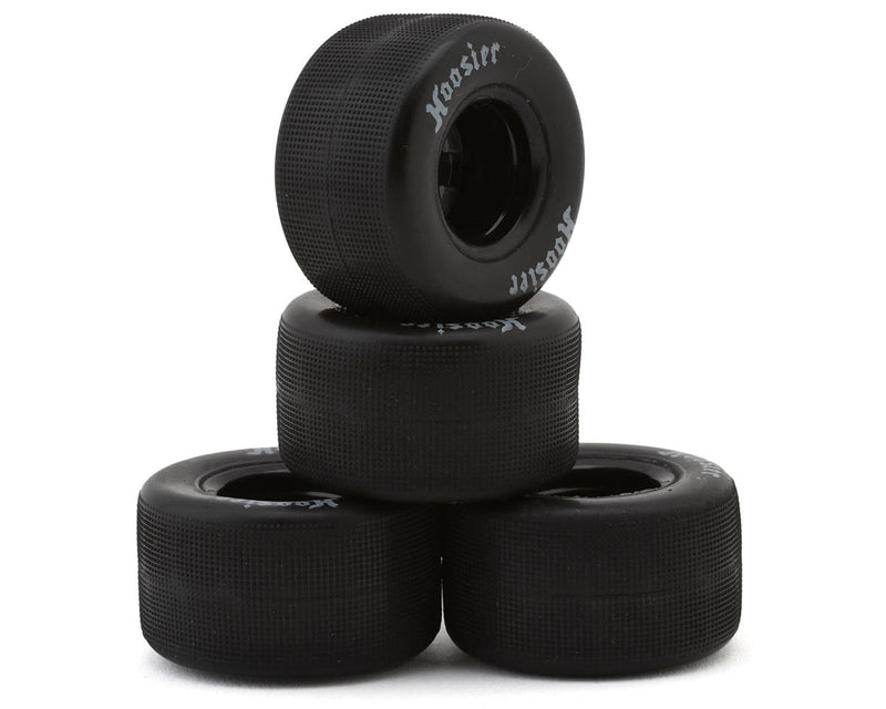 1RC Front & Rear Pre-Mounted 1/18 Asphalt Modified Hoosier Tires on Black Wheels (Set of 4)