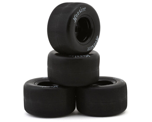 1RC Front & Rear Pre-Mounted 1/18 Asphalt Modified Hoosier Tires on Black Wheels (Set of 4)