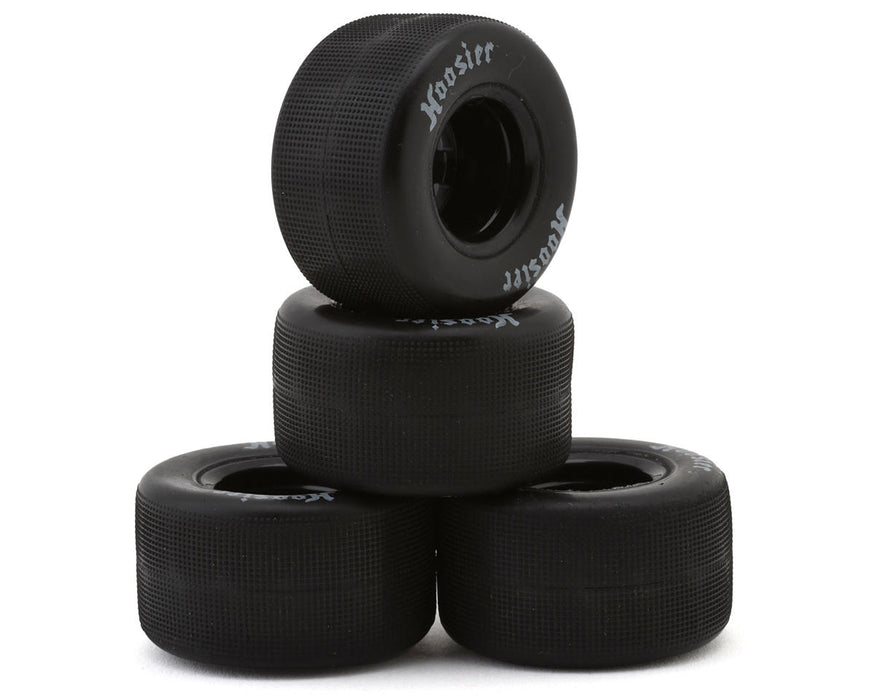 1RC Front & Rear Pre-Mounted 1/18 Asphalt Modified Hoosier Tires on Black Wheels (Set of 4)