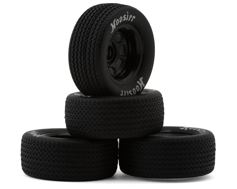 1RC Front & Rear Pre-Mounted 1/18 Modified Hoosier Tires on Black Wheels (Set of 4)