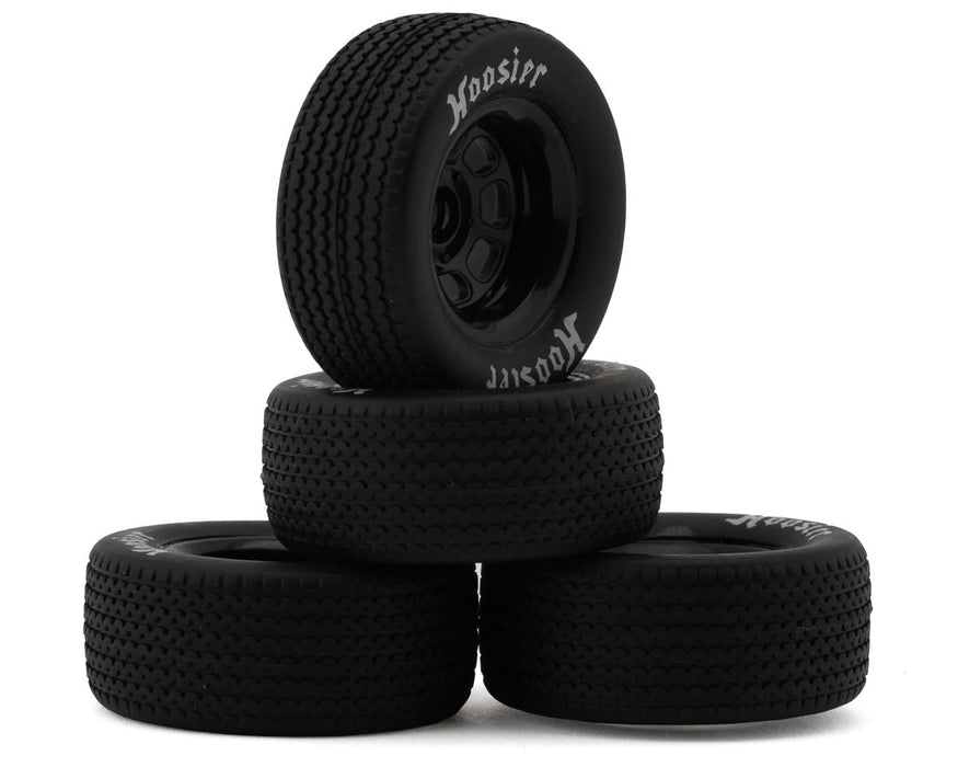 1RC Front & Rear Pre-Mounted 1/18 Modified Hoosier Tires on Black Wheels (Set of 4)