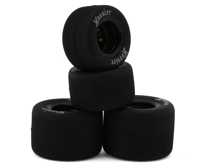 1RC Front & Rear Pre-Mounted 1/18 Super Modified Hoosier Tires on Black Wheels (Set of 4)