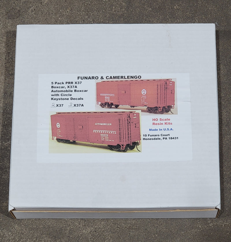Funaro & Camerlengo  HO Scale PRR X37 & X37A Boxcar Resin Kit 5 Pack
