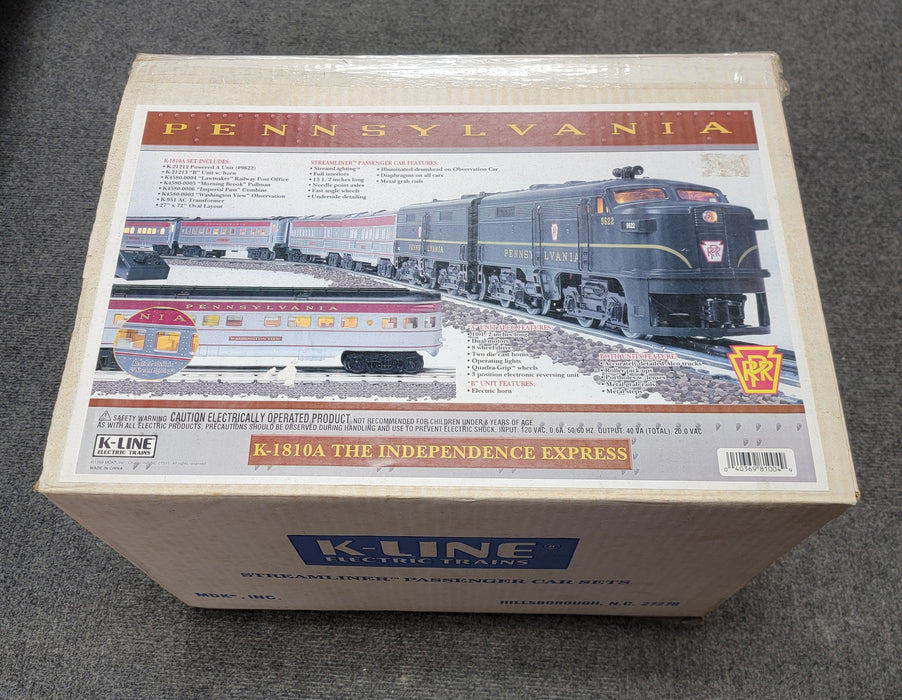 K-Line K-1810A O Gauge Pennsylvania Independence Express Model Train Set - NOS
