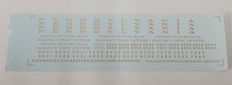 Bethlehem Car Works 402 HO Scale Pennsylvania BM70/RPO Bronze Gold Decals