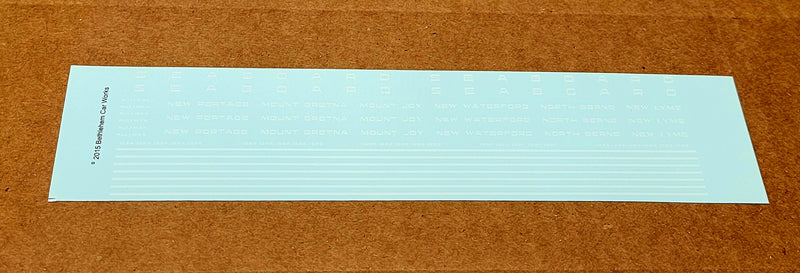 Bethlehem Car Works 316d HO Scale White Seaboard Pullman Sleeper Decals