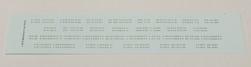 Bethlehem Car Works 524 HO Scale Names for B&M Pullmans - Bronze Gold Decals