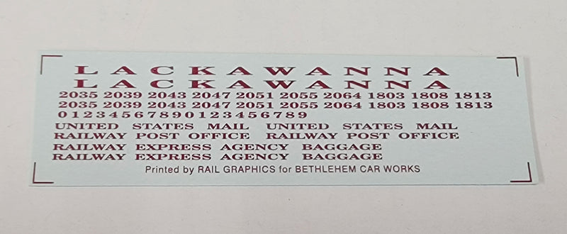 Bethlehem Car Works KitBits 205 HO Scale Lackawanna Passenger Car Decals