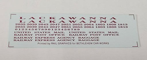 Bethlehem Car Works KitBits 205 HO Scale Lackawanna Passenger Car Decals