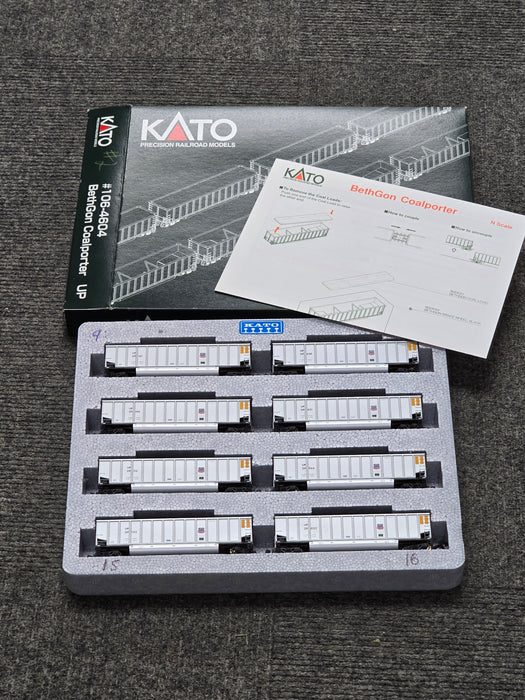 Kato 106-4604 N Scale Bethgon Coalporter Union Pacific UP (8 Pack) - USED