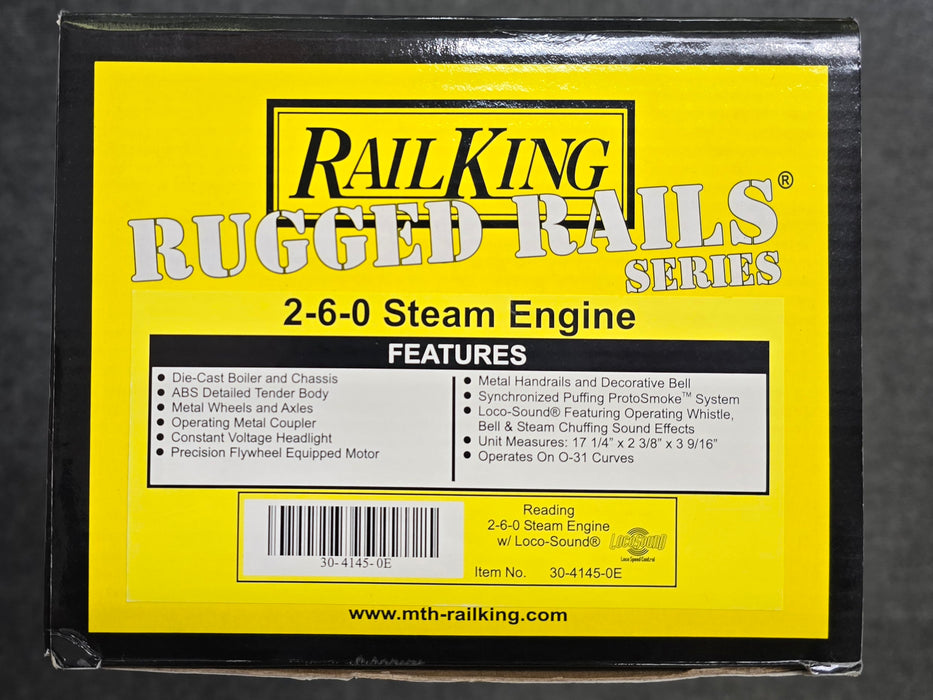 MTH RailKing 30-4145-0E O Gauge 2-6-0 Steam Locomotive Reading 1475 (USED)