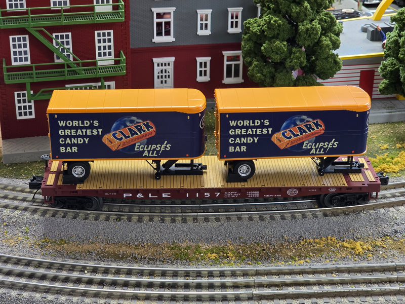 MTH 20-95509 O Scale Premier Pittsburgh & Lake Erie P&LE Flatcar with Clark Bar Trailers (Like New USED)