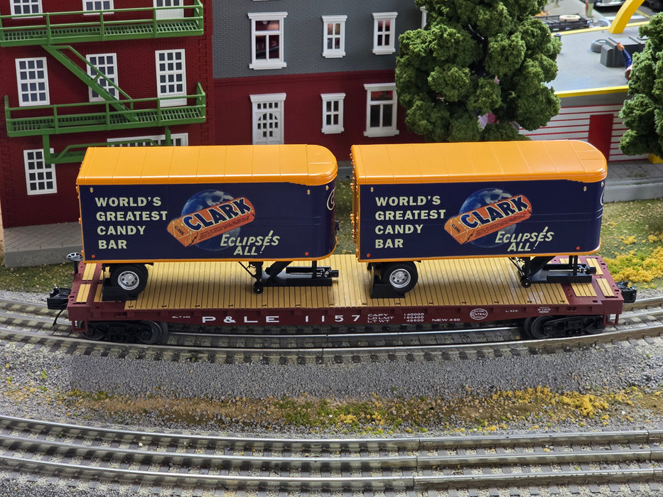 MTH 20-95509 O Scale Premier Pittsburgh & Lake Erie P&LE Flatcar with Clark Bar Trailers (Like New USED)