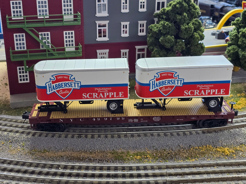 MTH Premier 20-95556 O Scale New York Central NYC Flatcar with Scrapple Pup Trailers (Like New USED)