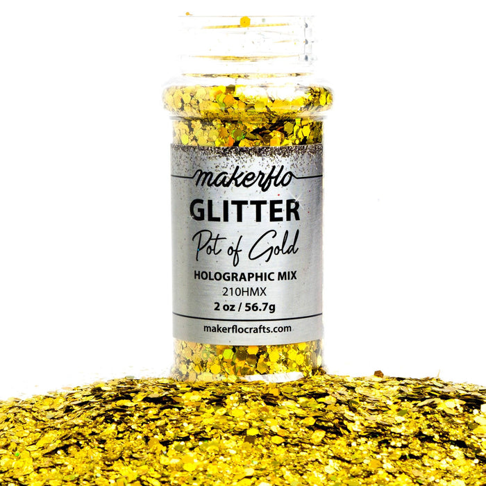 MakerFlo Crafts Pot of Gold - Chunky Mix Glitter 2oz