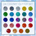 MakerFlo Crafts Chunky Mix Glitter Variety Pack (Set of 24) Glitter 2oz