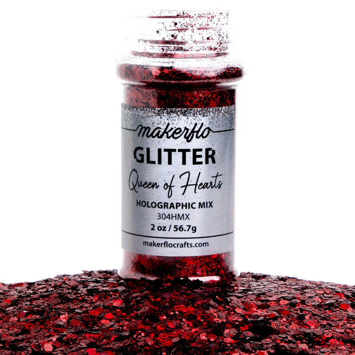 MakerFlo Crafts Queen of Hearts - Chunky Mix Glitter 2oz