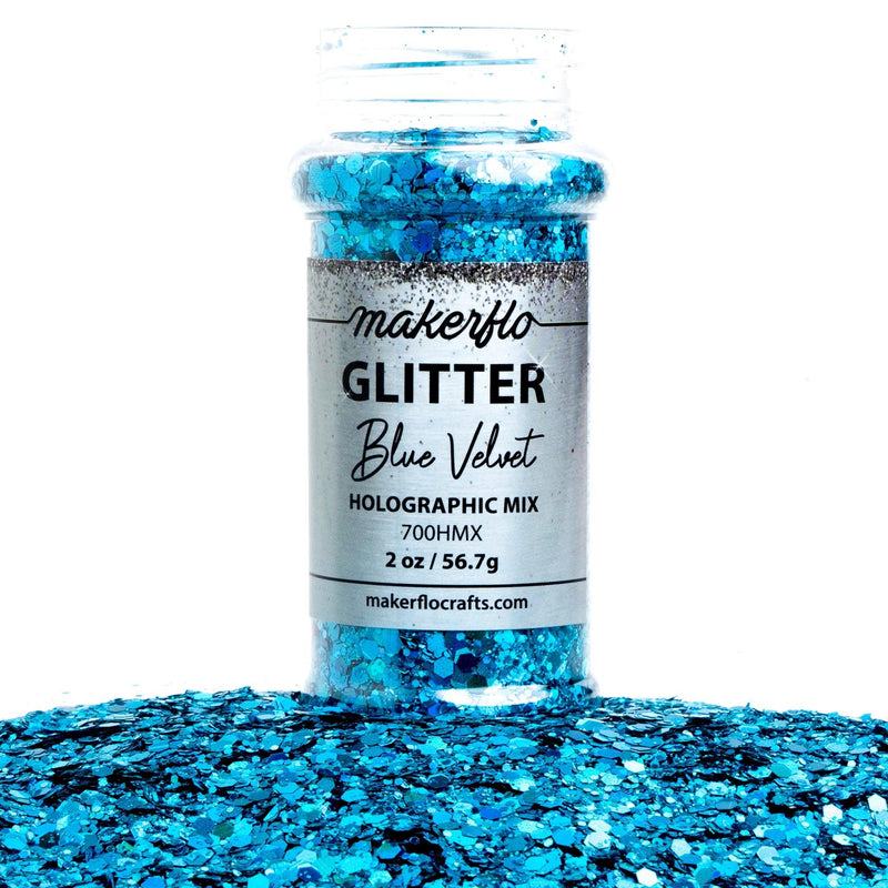 MakerFlo Crafts Blue Velvet - Chunky Mix Glitter 2oz