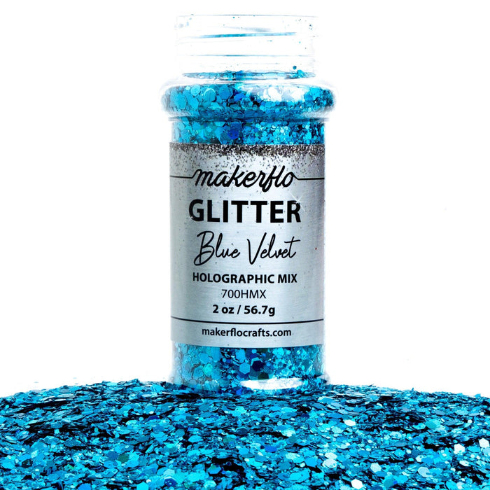 MakerFlo Crafts Blue Velvet - Chunky Mix Glitter 2oz