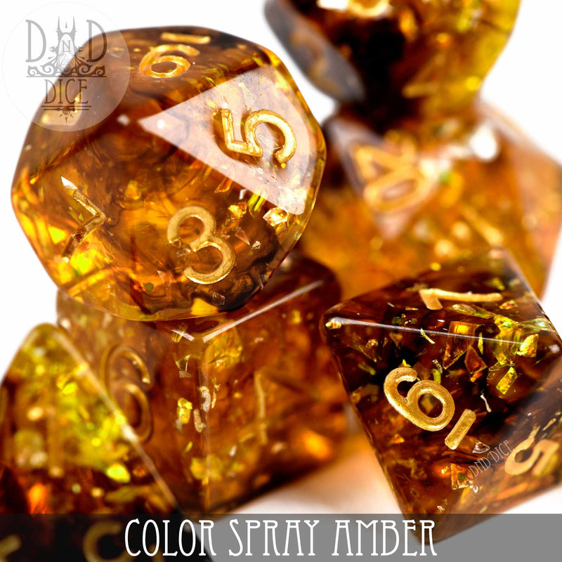 DND DICE Color Spray Amber Dice Set
