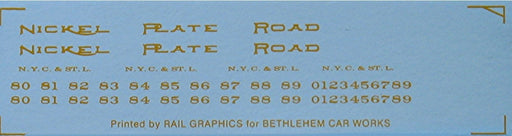 Bethlehem Car Works 202 HO Scale Nickel Plate Road Passenger Car Decals