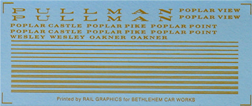 Bethlehem Car Works 239 HO Pullman Sleeper Dulux Gold Decals