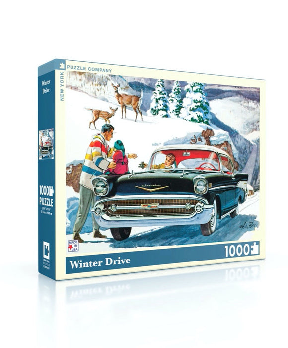 New York Puzzle Company Winter Drive, 1000 Piece Jigsaw Puzzle