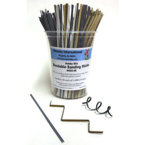 Hobby Stix 98 Hobby Stix Bendable Sanding Sticks Counter Canister (50 each of 5 different grits)