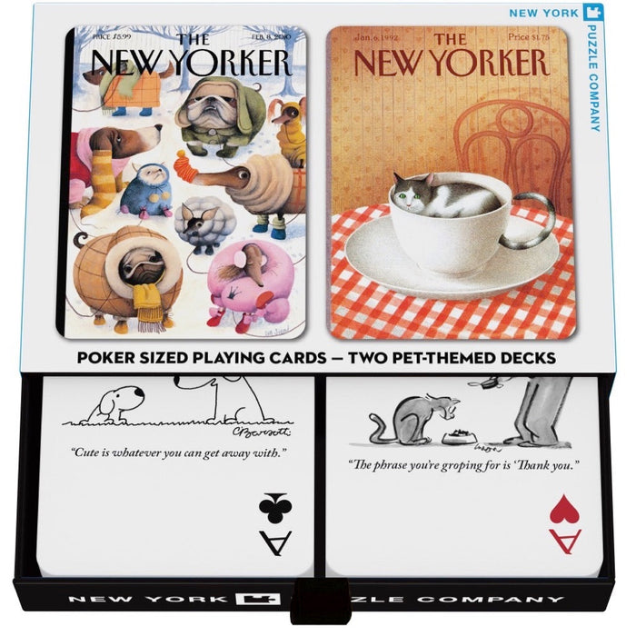 New York Puzzle Company Dog and Cat Cartoons Double Deck Playing Cards