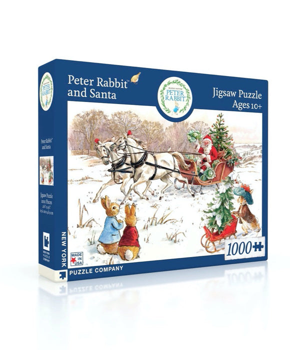 New York Puzzle Company Peter Rabbit and Santa, 1000 Piece Jigsaw Puzzle