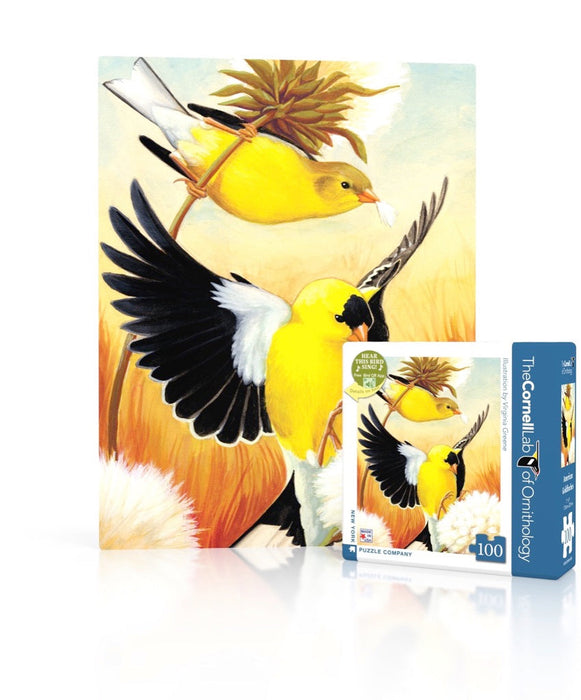 New York Puzzle Company American Goldfinch Mini, 100 Piece Jigsaw Puzzle