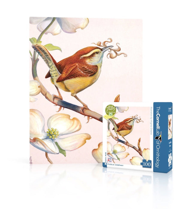 New York Puzzle Company Carolina Wren Mini, 100 Piece Jigsaw Puzzle