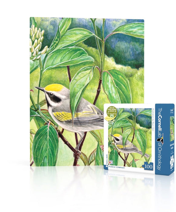New York Puzzle Company Golden-winged Warbler Mini, 100 Piece Jigsaw Puzzle