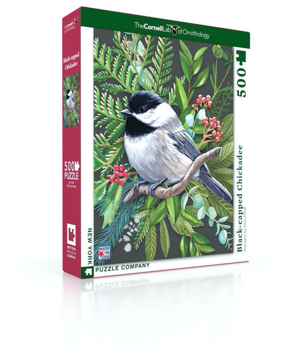 New York Puzzle Company Black-capped Chickadee, 500 Piece Jigsaw Puzzle