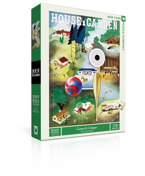 New York Puzzle Company Camps & Cottages, 750 Piece Jigsaw Puzzle
