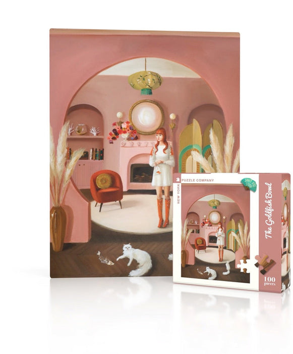 New York Puzzle Company The Goldfish Bowl Mini, 100 Piece Jigsaw Puzzle