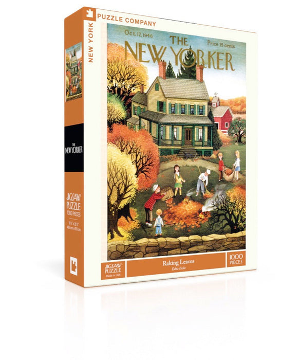 New York Puzzle Company Raking Leaves, 1000 Piece Jigsaw Puzzle