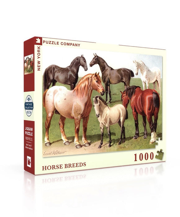 New York Puzzle Company Horse Breeds, 1000 Piece Jigsaw Puzzle