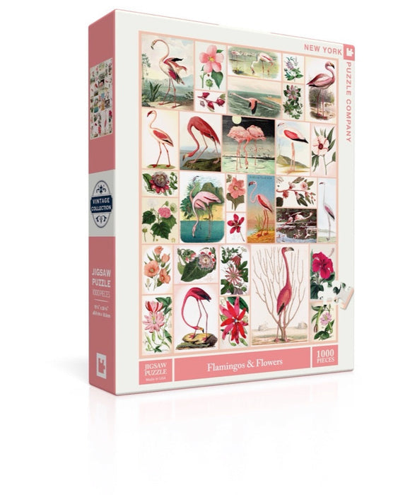 New York Puzzle Company Flamingos and Flowers, 1000 Piece Jigsaw Puzzle